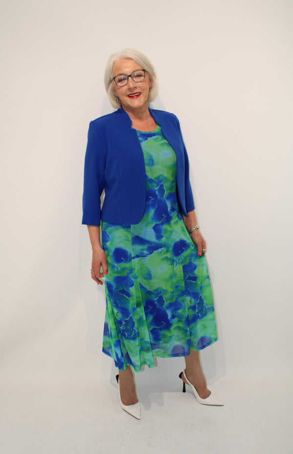 Mamy Dress - Green/royal