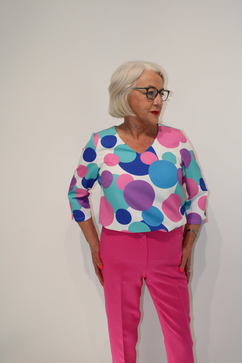 V Blouse - Cornflower