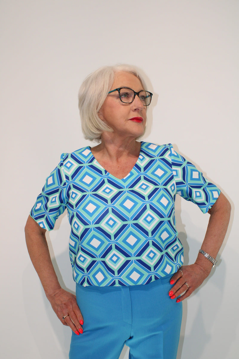 V Blouse - Turquoise