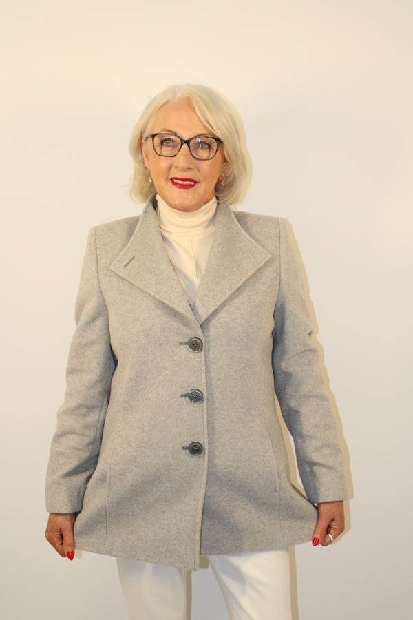 Round Neck Coat - Light Grey