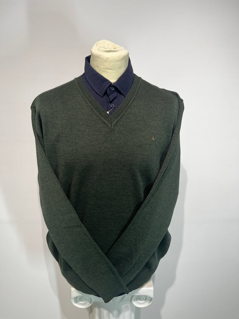 Plain V Neck Jumper - Ivy