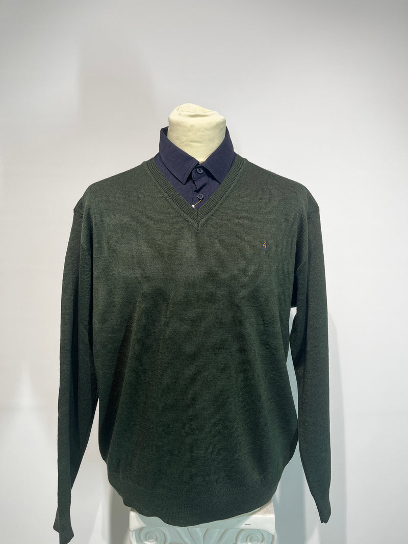 Plain V Neck Jumper - Ivy