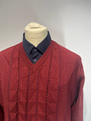 Pattern V Neck Jumper - Mulberry