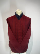 Pattern V Neck Jumper - Mulberry