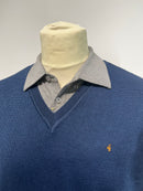 Plain V Neck Jumper - Atlantic