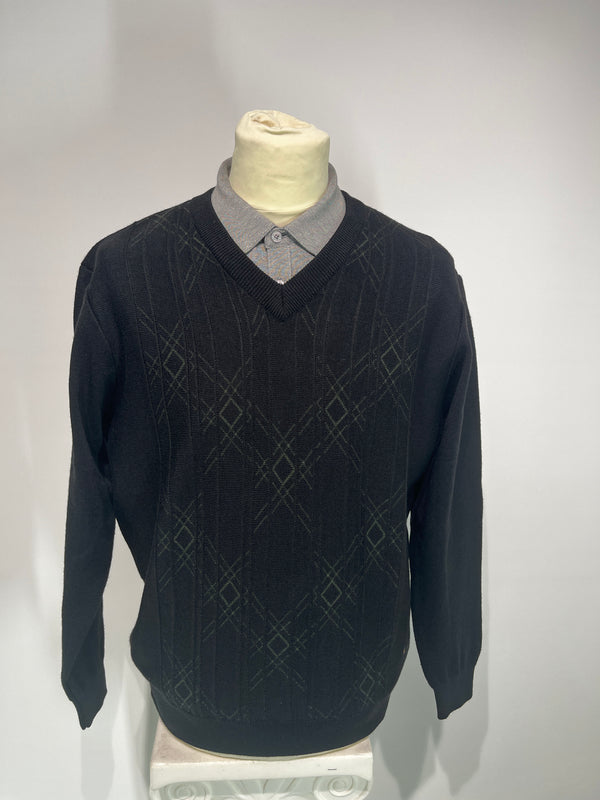 Pattern V-Neck - Black