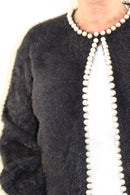 Pearl Detail Cardigan - Black