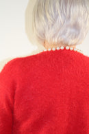 Pearl Detail Cardigan - Red