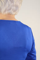 Pearl Detail V Neck Top - Blue