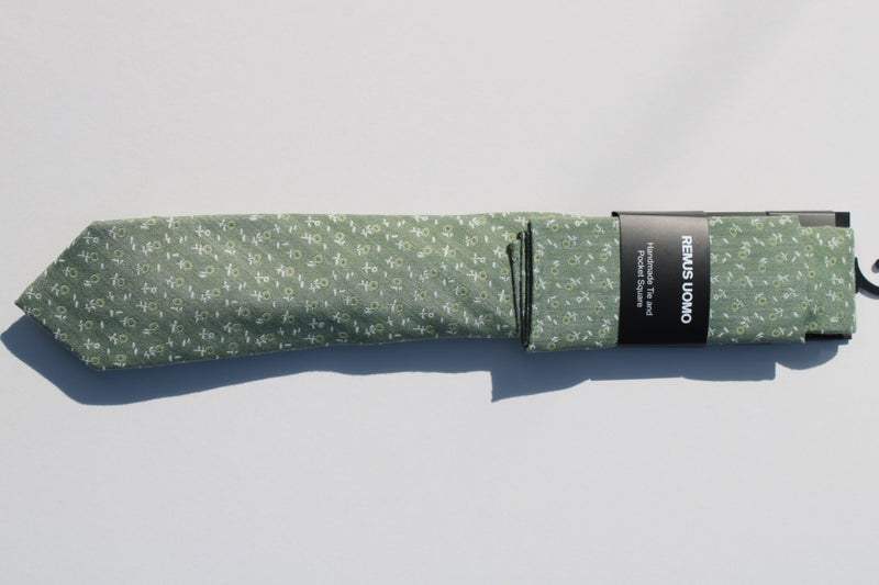 Tie & Pocket Set - Light Green Grey