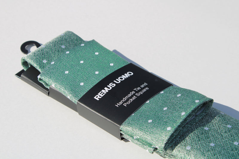 Tie & Pocket Set - Light Green Grey