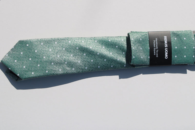 Tie & Pocket Set - Light Green Grey