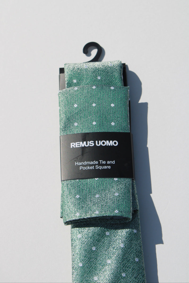 Tie & Pocket Set - Light Green Grey