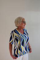 Via Veneto V Blouse - Cornflower