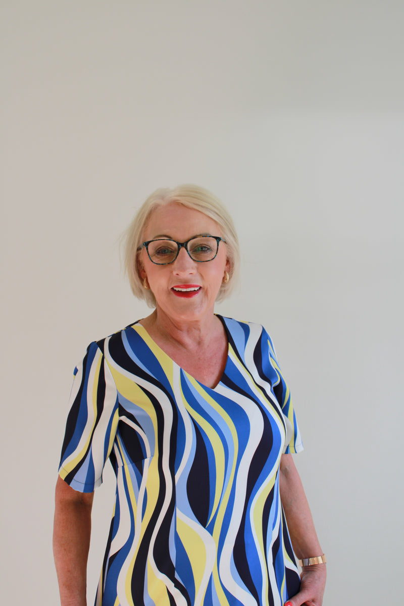 Via Veneto V Blouse - Cornflower