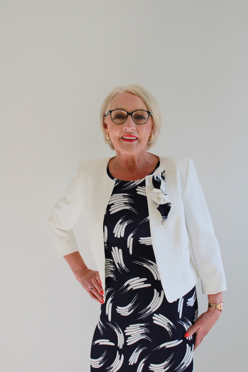 Moira Suit - White/navy