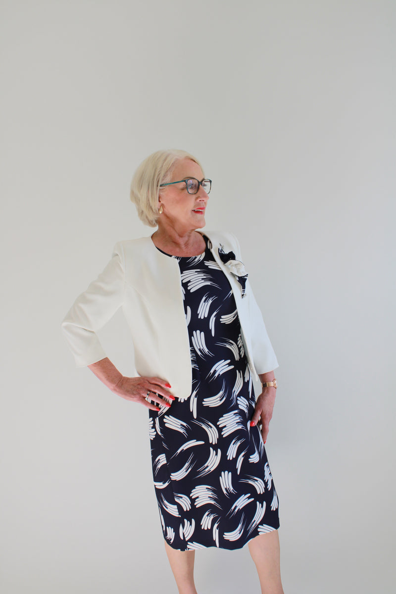 Moira Suit - White/navy