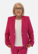 Collarless Tailored Blazer - Fuchsia