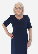 V Neck Dress - Navy