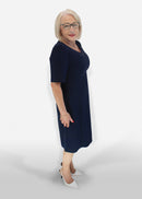 V Neck Dress - Navy