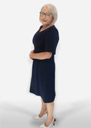 V Neck Dress - Navy