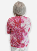 V Neck Print Blouse - Pink