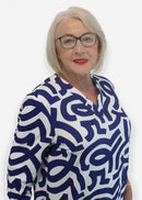 V Neck Print Blouse - Navy
