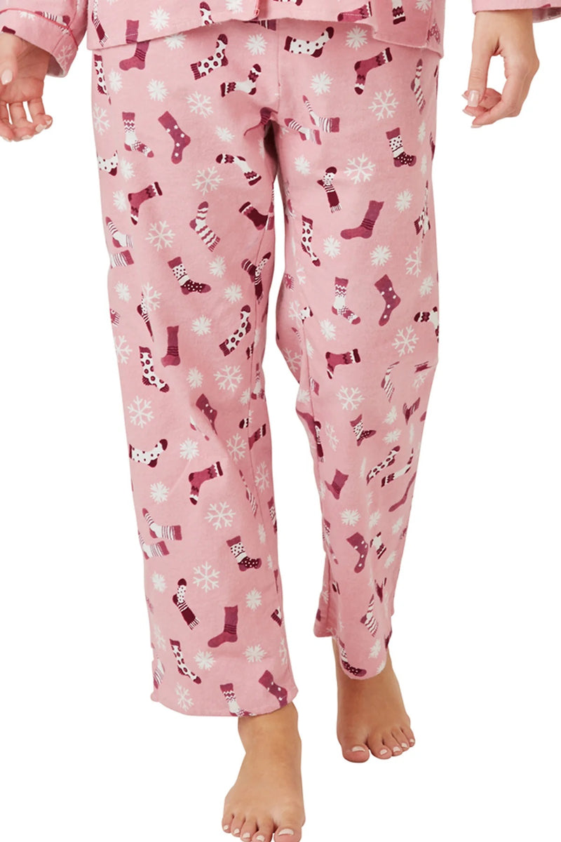 Sock Print Wincey Pyjama - Pink