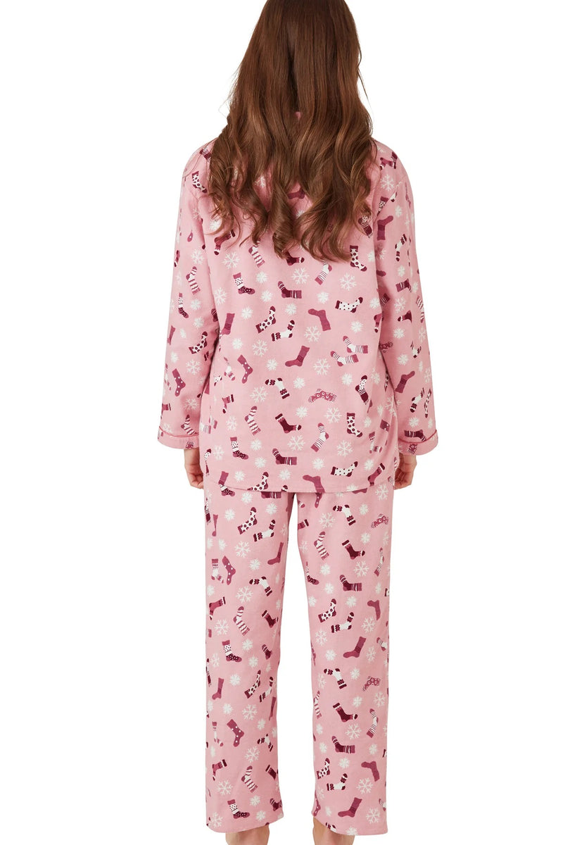 Sock Print Wincey Pyjama - Pink