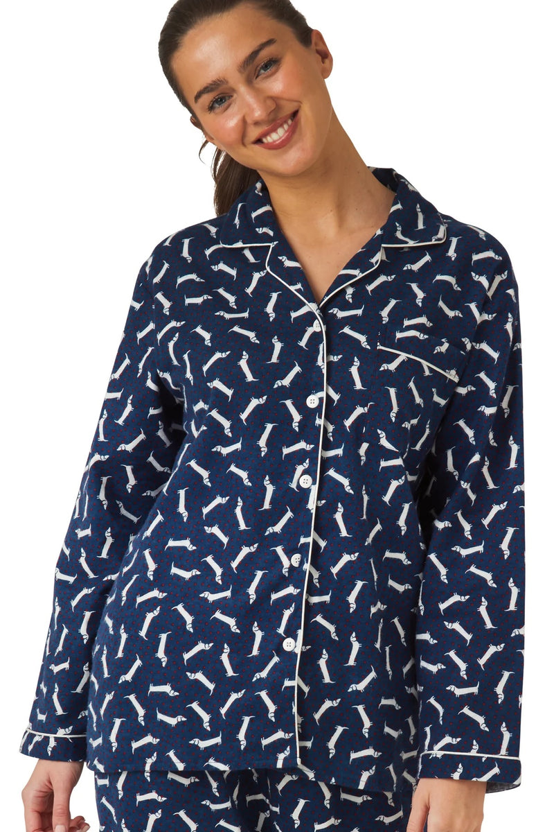 Dog Wincey Pyjama - Navy