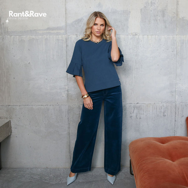 Jacinta Wide Leg Cord Jean - Teal