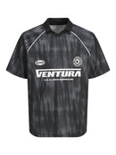 Open Collar Polo Shirts - Black Asphalt