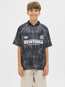 Open Collar Polo Shirts - Black Asphalt