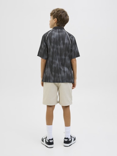 Open Collar Polo Shirts - Black Asphalt