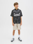 Open Collar Polo Shirts - Black Asphalt