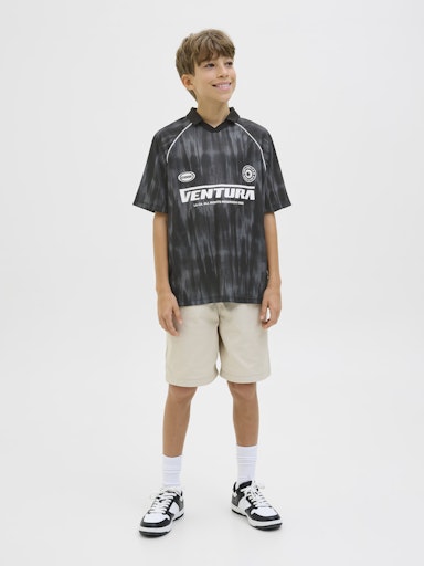 Open Collar Polo Shirts - Black Asphalt