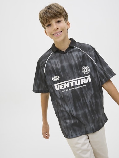 Open Collar Polo Shirts - Black Asphalt