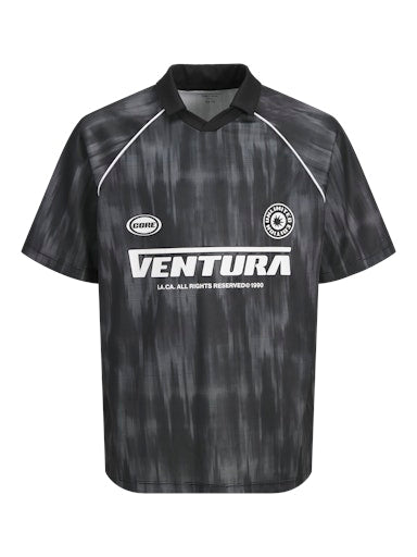 Open Collar Polo Shirts - Black Asphalt