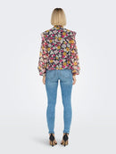 Lilli Long Sleeve Top - Black/fuchsia Purple Flower