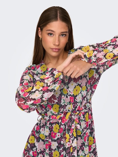 Lilli Long Sleeve Woven Dress - Black Ditsy