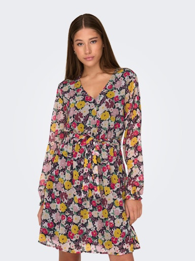 Lilli Long Sleeve Woven Dress - Black Ditsy