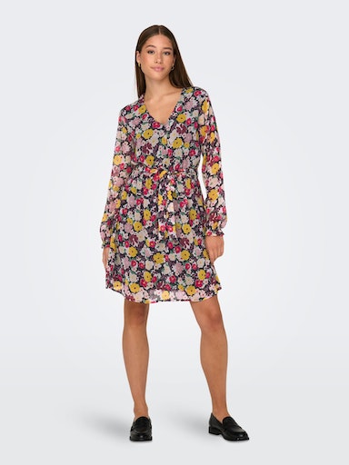 Lilli Long Sleeve Woven Dress - Black Ditsy