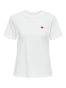 Pisa Short Sleeve Print Top - Cloud Dancer/heart