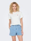 Pisa Short Sleeve Print Top - Cloud Dancer/heart
