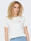Pisa Short Sleeve Print Top - Cloud Dancer/heart