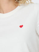 Pisa Short Sleeve Print Top - Cloud Dancer/heart