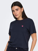 Pisa Short Sleeve Print Top - Sky Captain/pink Heart
