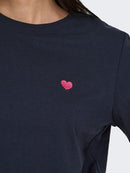 Pisa Short Sleeve Print Top - Sky Captain/pink Heart
