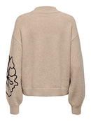 Jella Flower Print Round Neck Jumper - Cement Melange