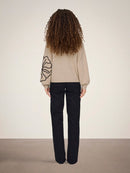 Jella Flower Print Round Neck Jumper - Cement Melange